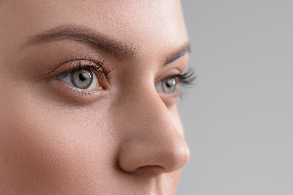 Close-up photo of woman's nose before she undergoes nasal endoscopy in Las Vegas.